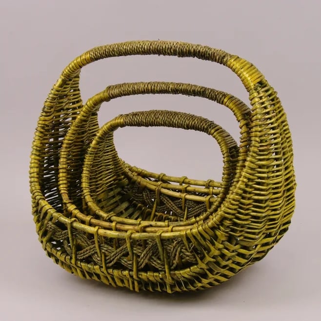 Комплект кошиків з лози Flora 3 шт. Зелений (37497)