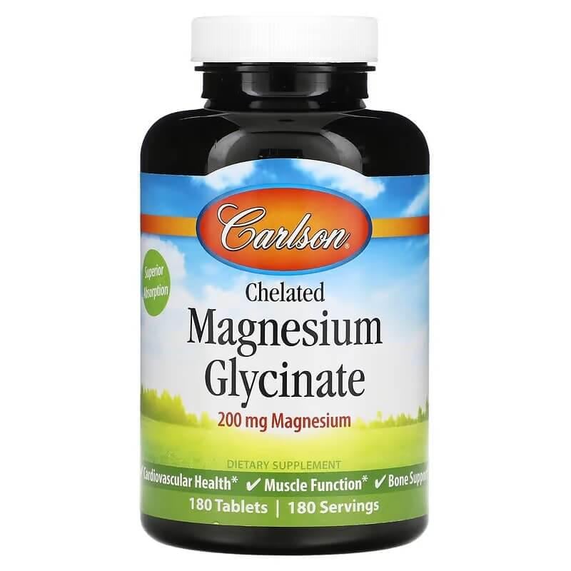Магний Carlson Chelated Magnesium Glycinate 200 мг 180 табл. (CAR-05612)