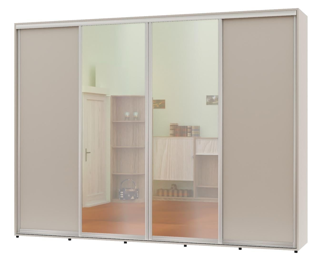 Шафа-купе чотиридверна Алекса ДСП/дзеркало/дзеркало/ДСП 300x65x220 см Кашемір