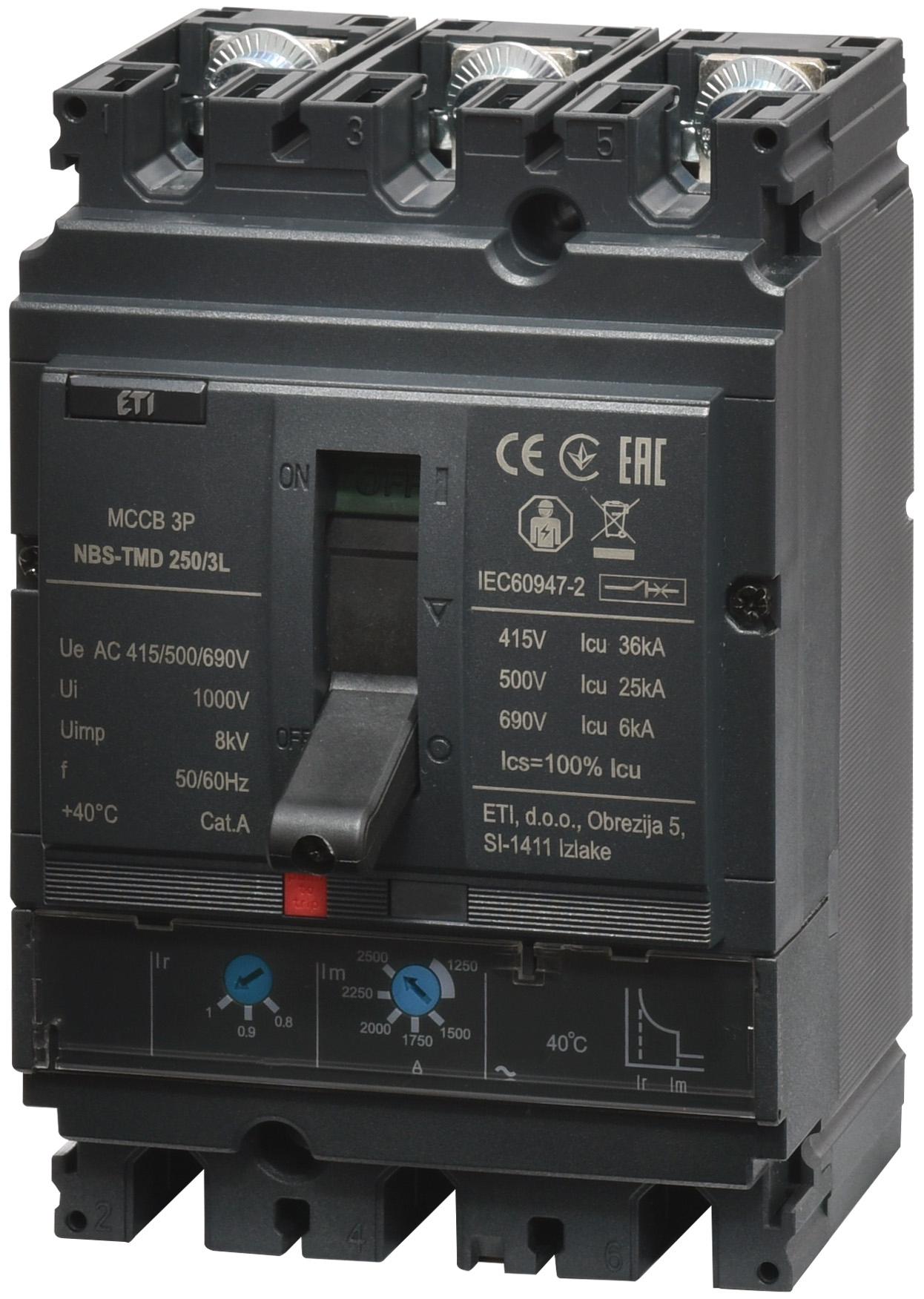 ᐉ Автоматический выключатель ETI NBS-TMD250/3L 3Р 200А 36кА (4673071 ...