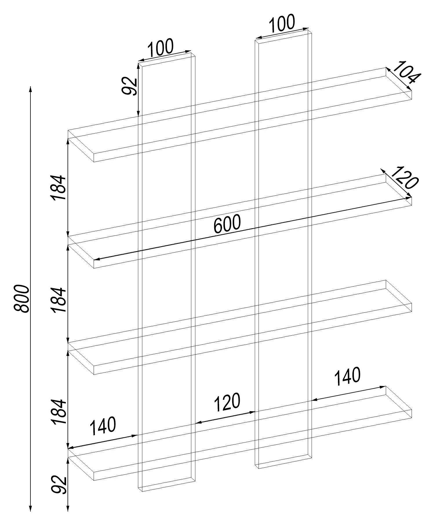 Полка подвесная П-4 600х120х800 мм Венге магия (13005) - фото 3 Полка подвесная П-4 600х120х800 мм Венге магия (13005) - фото 3
