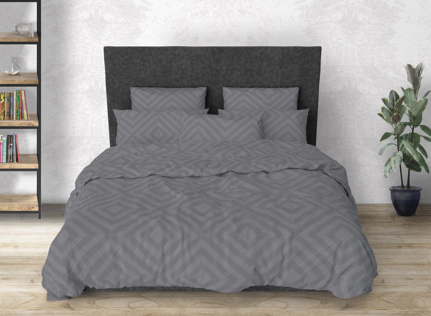 Комплект постельного белья ромб евро 240х220 см Серый