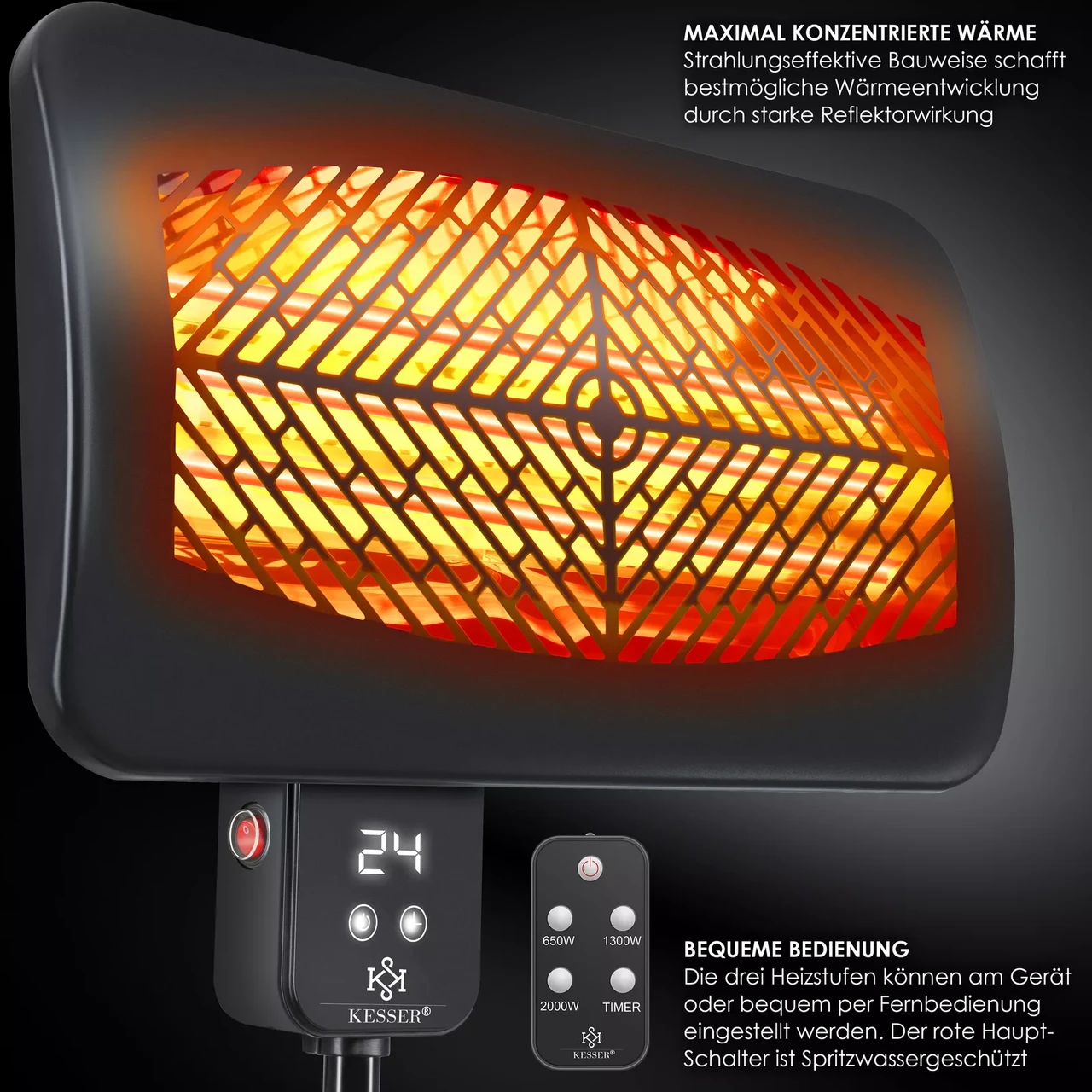Инфракрасный обогреватель KESSER 2000 Вт 2в1 (H16961) - фото 4 Инфракрасный обогреватель KESSER 2000 Вт 2в1 (H16961) - фото 4