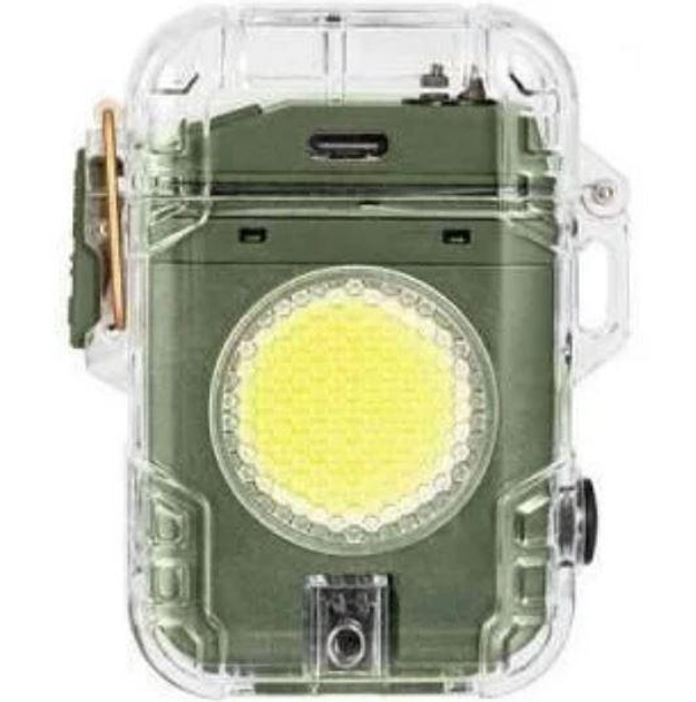 Фонарь многофункциональный D52-2-COB зажигалка/Power indicator/Li-Ion/USB-C Green