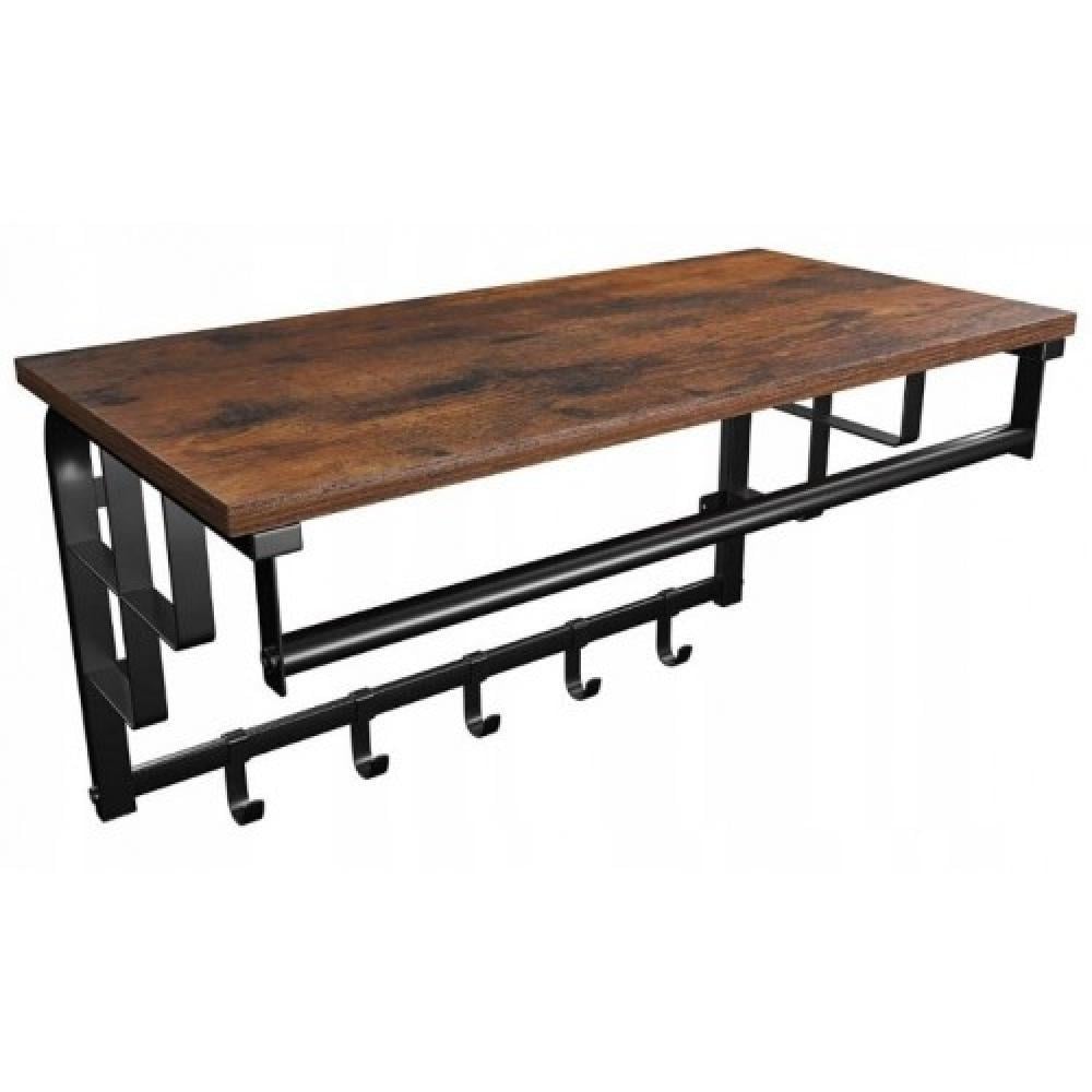 Вешалка настенная Bonro B-123 с полкой и крючками до 15 кг Темно-коричневый (106-76-42400393)