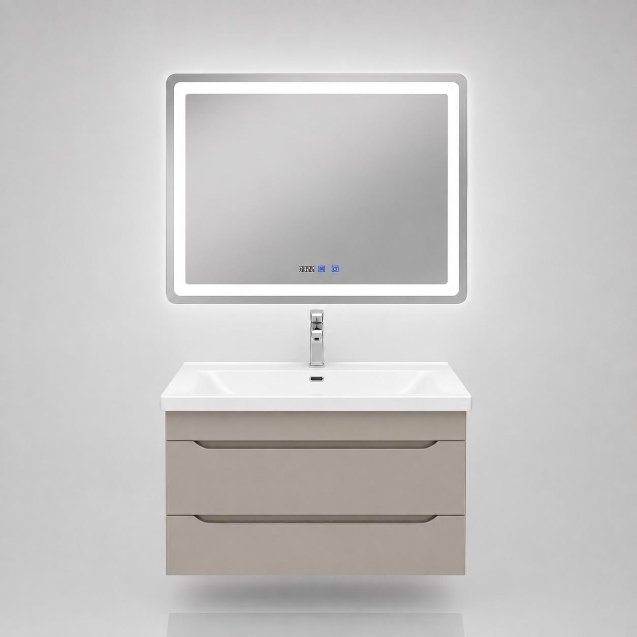 Комплект для ванної кімнати 4в1 Sanwest Fokus Cashmere + Adamant Quanto 80/змішувач VENTA BR115MC/LED-дзеркало 80х60 см