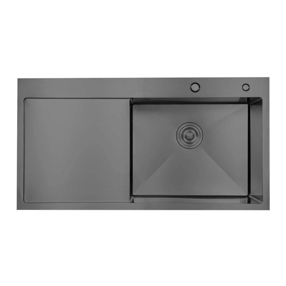 Мойка для кухни интегрированная Lidz Handmade H7849BL крыло слева LDH6545BPVD43623 PVD 30/10 мм Brushed black (00049748)