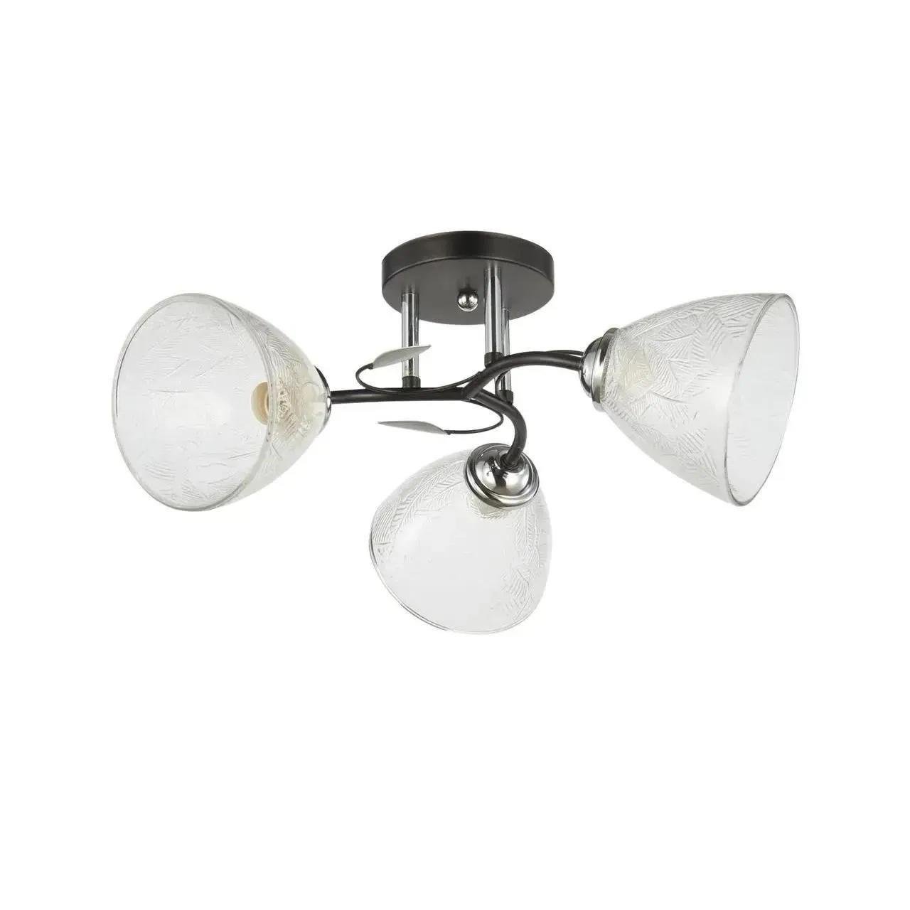 Люстра потолочная Interees V 6221-3 BK+CR с тремя стеклянными плафонами под лампу Е27 IP20 60W Черный/Хром (00000140744)