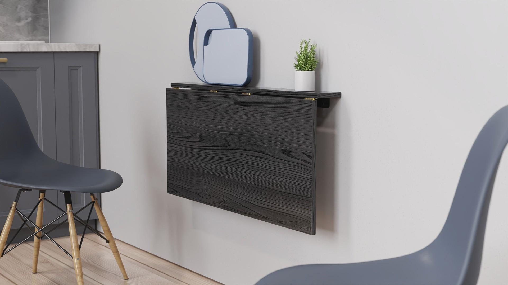 Обеденный стол-трансформер настенный Ferrum-decor Ника металл/ДСП 16 мм 420x900x500 мм Черный/Сосная Кембра (FRD-105166) - фото 8 Обеденный стол-трансформер настенный Ferrum-decor Ника металл/ДСП 16 мм 420x900x500 мм Черный/Сосная Кембра (FRD-105166) - фото 8