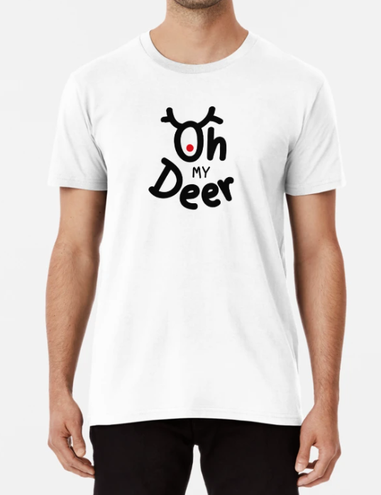 Футболка мужская новогодняя Stedman с принтом Oh my Deer мой новогодний олень XL Белый (НГ91-10)