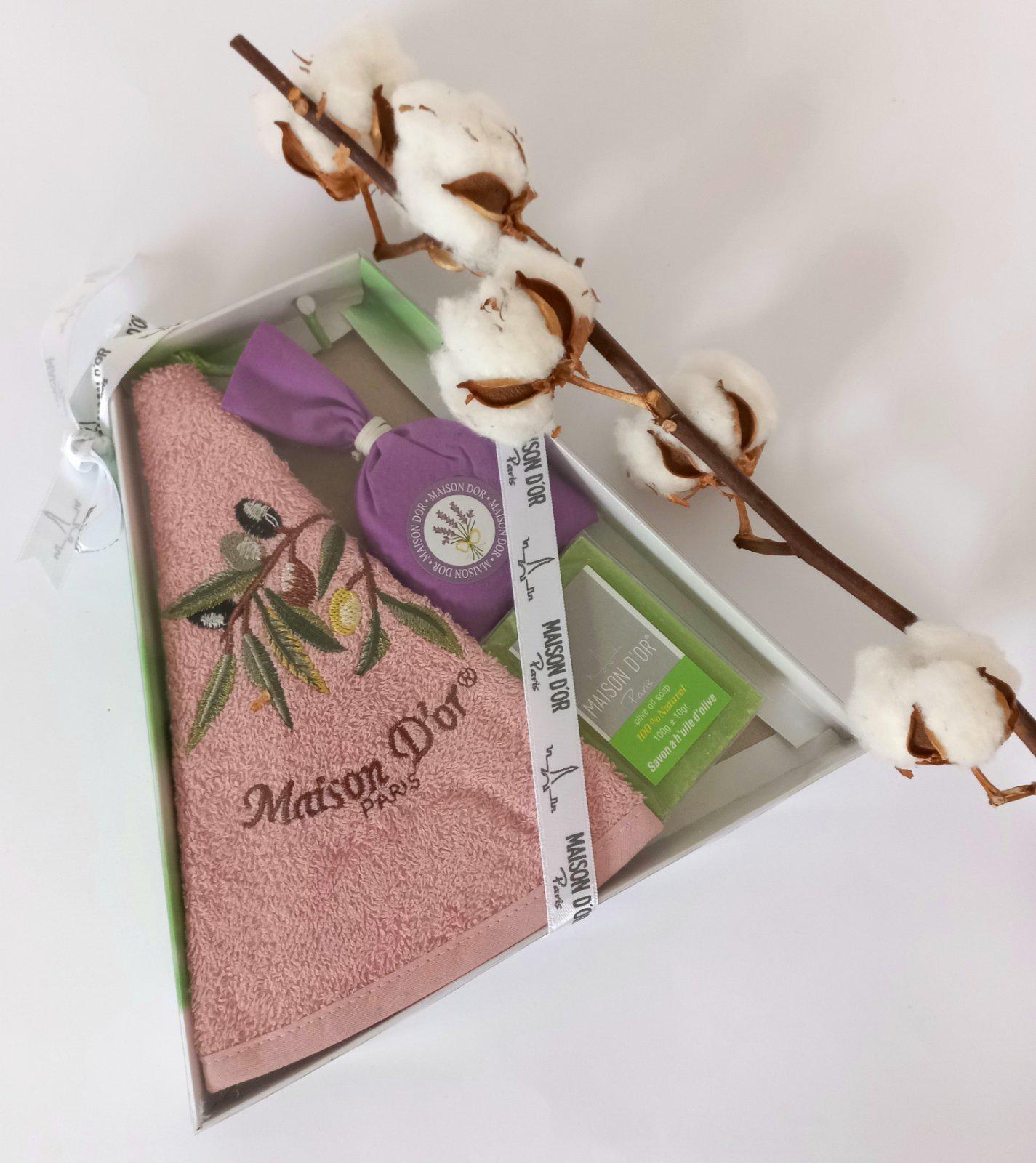 Подарочное кухонное полотенце с мылом саше Maison D'or Olive Pudra (CN9136)