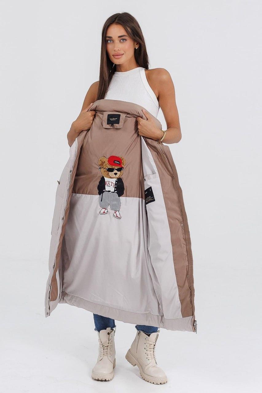 Куртка-пуховик жіноча з ведмедиком р. 44 Молочний (LD-716a/44) - фото 3 Куртка-пуховик жіноча з ведмедиком р. 44 Молочний (LD-716a/44) - фото 3