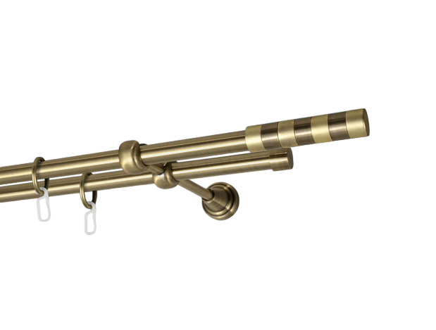 Карниз MStyle Сигма металлический двухрядный труба 16/16 мм 300 см Антик (J010049)