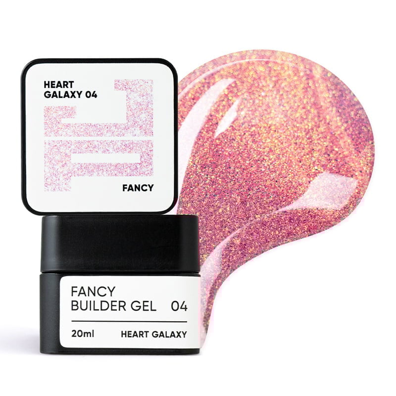 Билдер-гель Jerden Proff Fancy Builder Gel 04 Heart Galaxy для наращивания и моделирования с эффектом хамелеона 20 мл Розовый