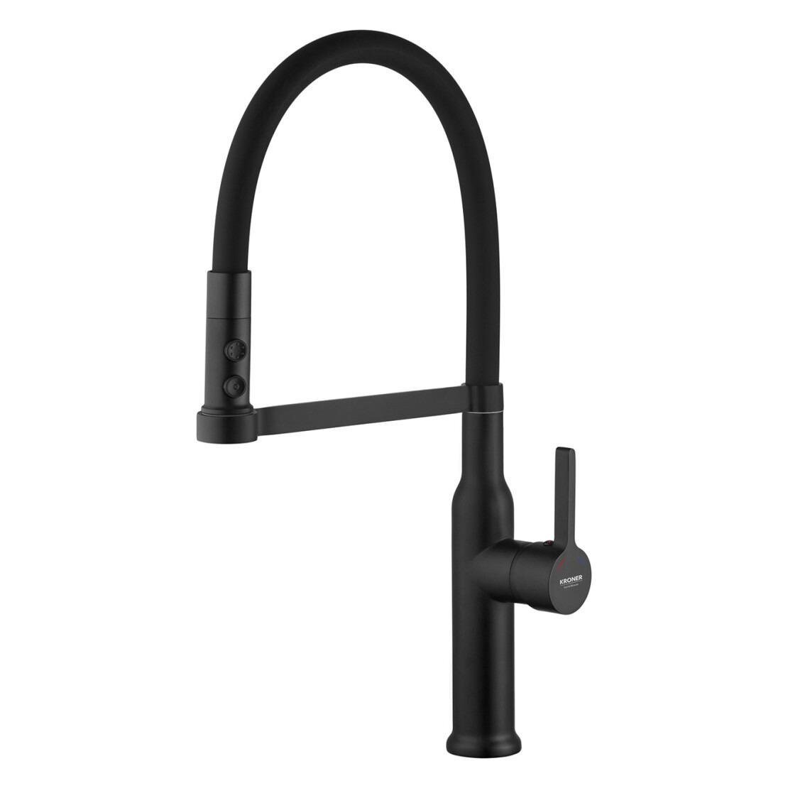 Змішувач для кухні Kroner KRP Ersel SCH03112BLK з гнучким виливом Чорний (31462905)