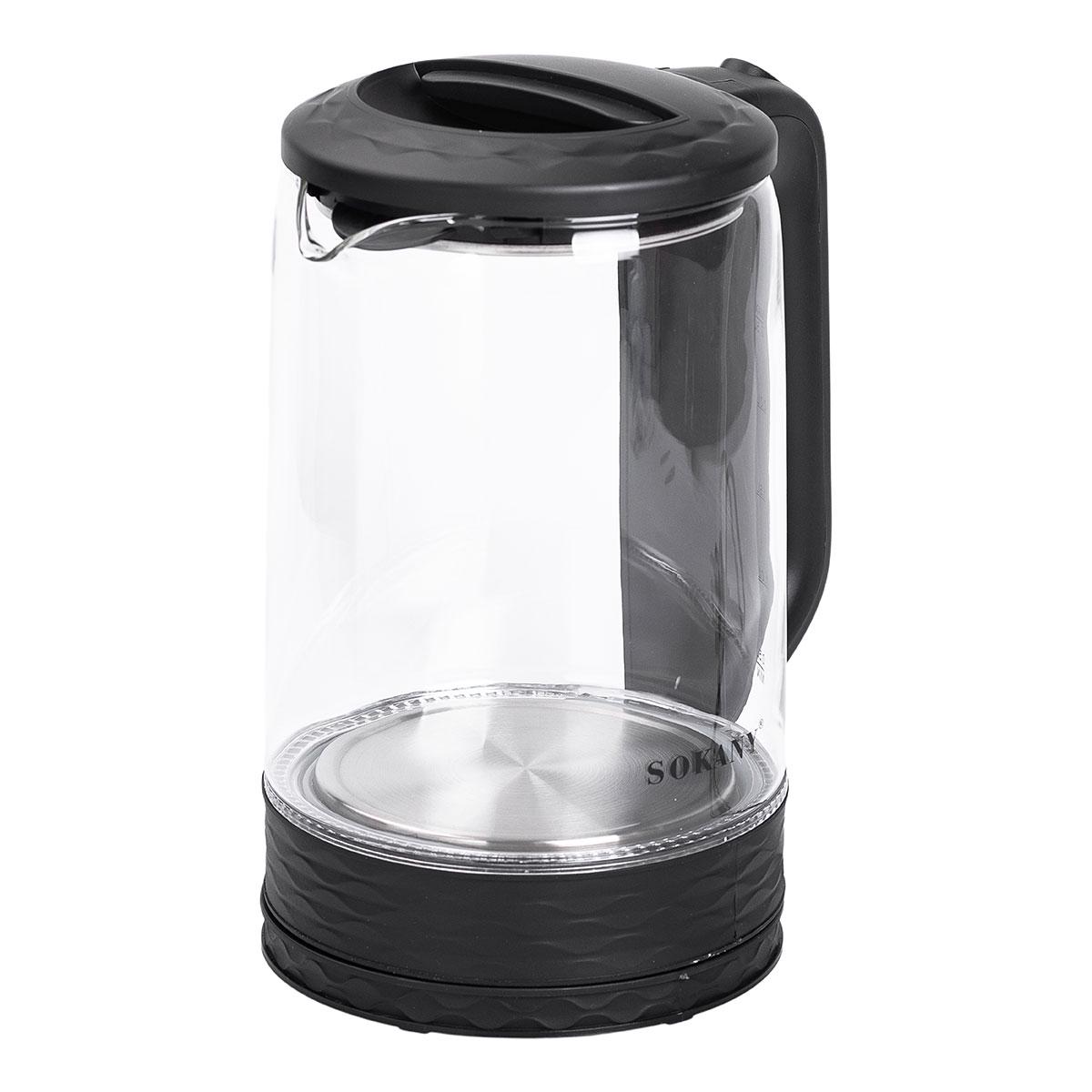 Электрический чайник стеклянный бытовой 2.5 л Sokany чайник дисковый для дома 1500 - фото 4