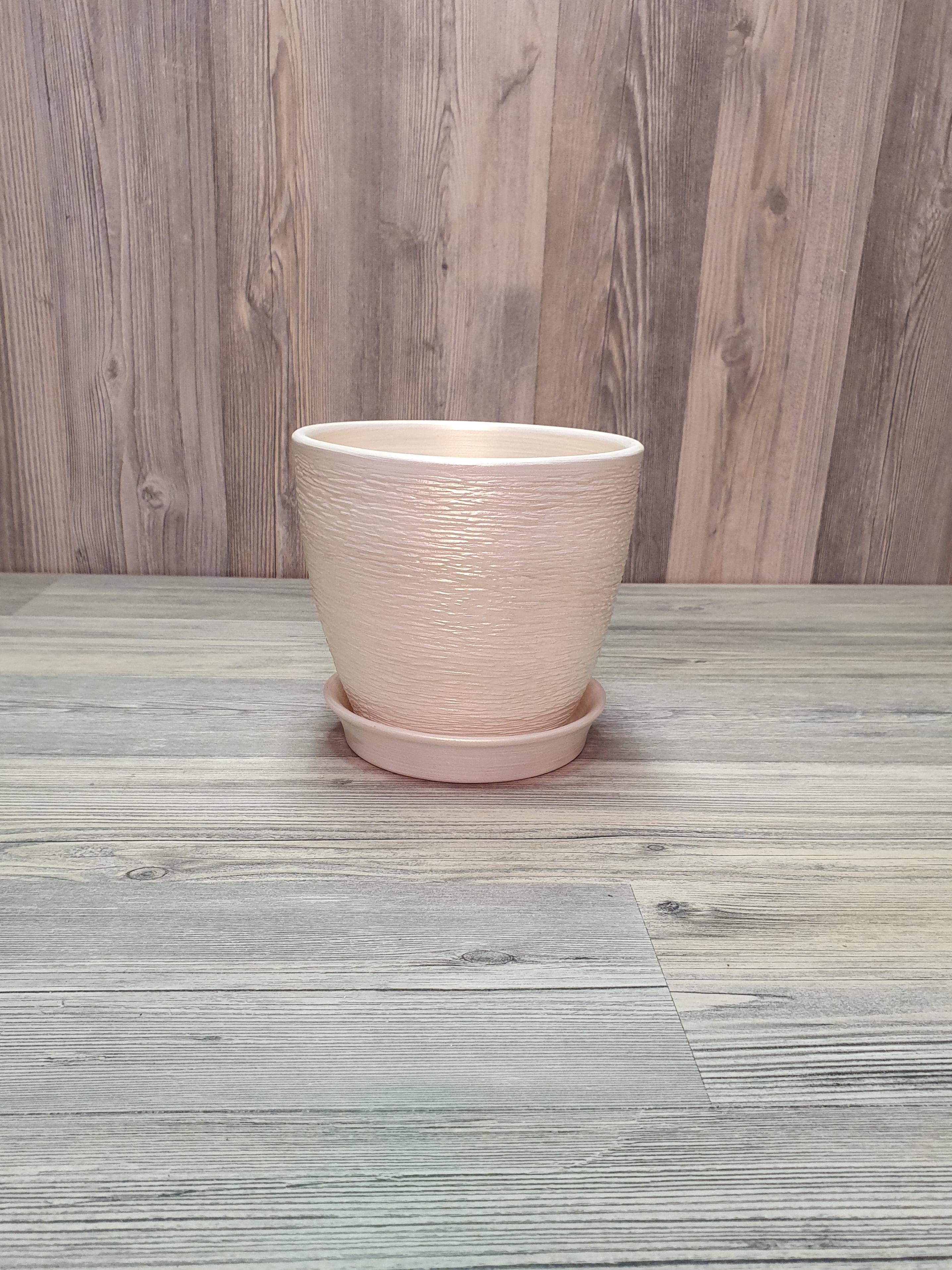 Горщик для рослин з піддоном 1 л Біло-золотий (5266) - фото 4