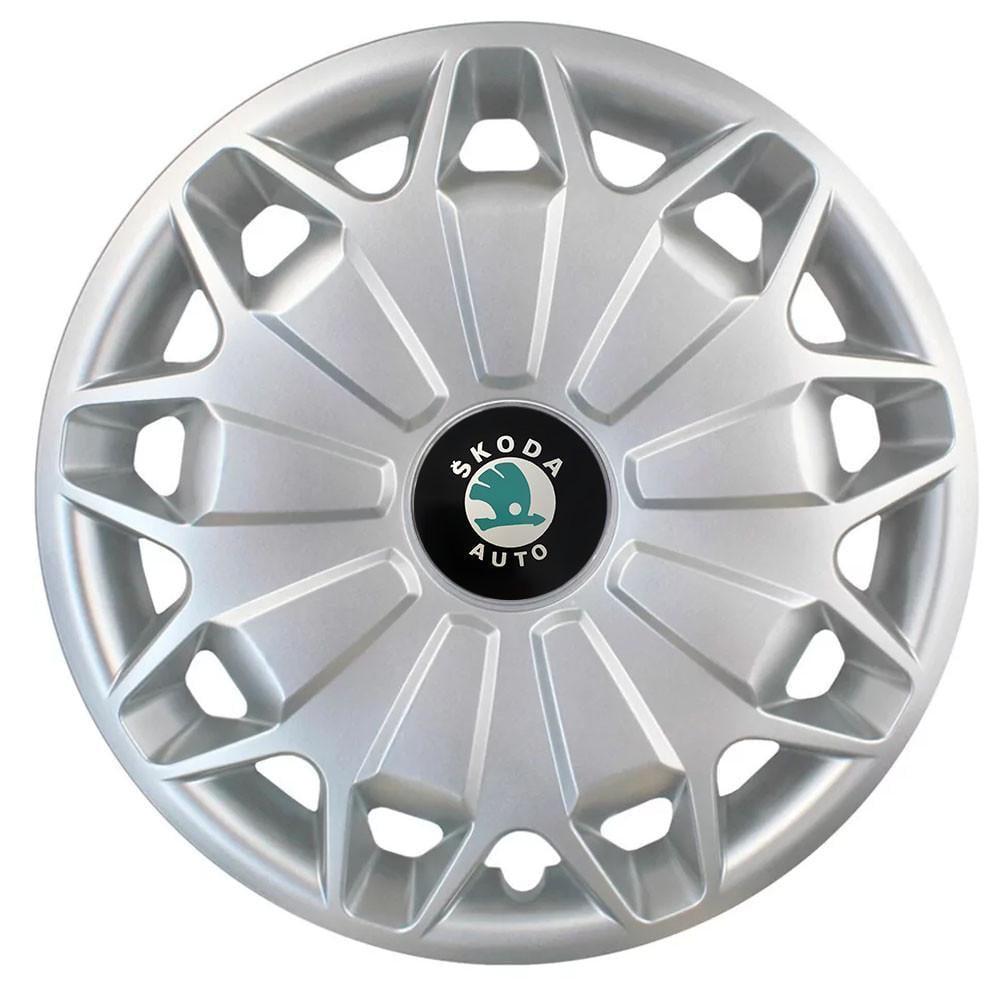 Колпаки SJS с логотипом Skoda 419 R16 4 шт. Зеленый/Серебряный (31006207)