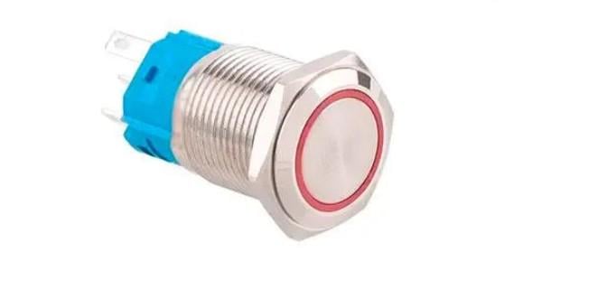 Кнопка возвратная 9-24В LED 5pin 19K-P11D 19 мм Красный