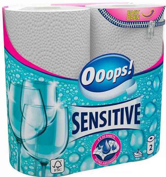 Бумажные полотенца Ooops Sensitive 2 слоя 2 рулона (18443)