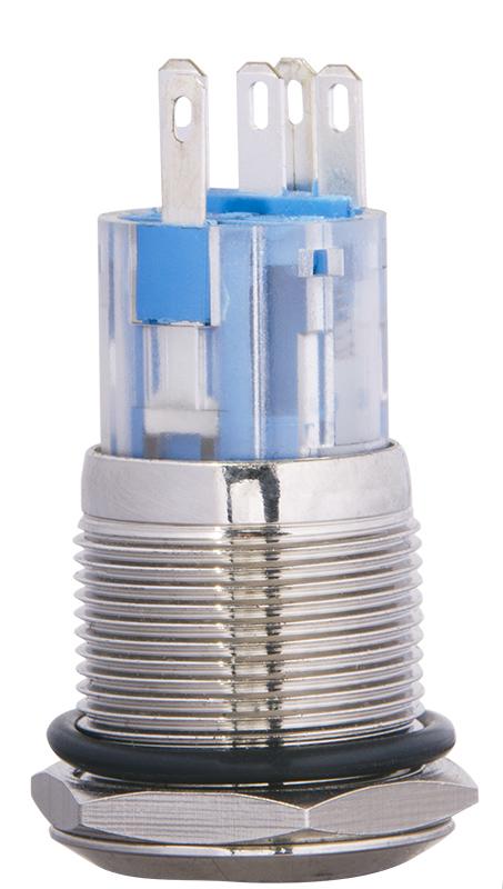 Кнопка плоская АСКО-Укрем TYJ 19-271 1NO+1NC металлическая LED 24 V 19 мм Желтый (A0140010137)