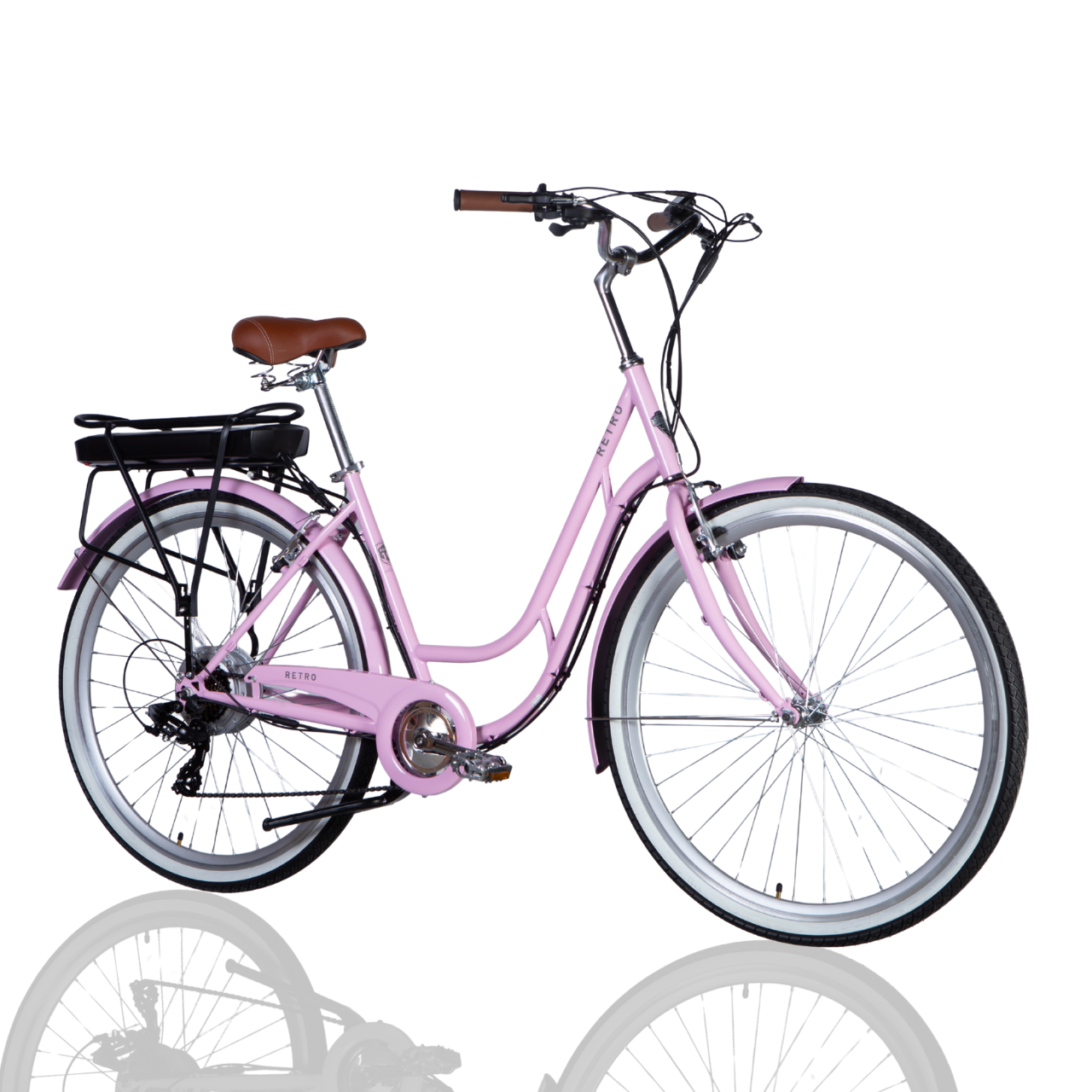 Велосипед з електроприводом ST Dorozhnik eRETRO Vbr FR 28" рама-19" 36B 12,5 Ахч 500 Вт Світло-рожевий