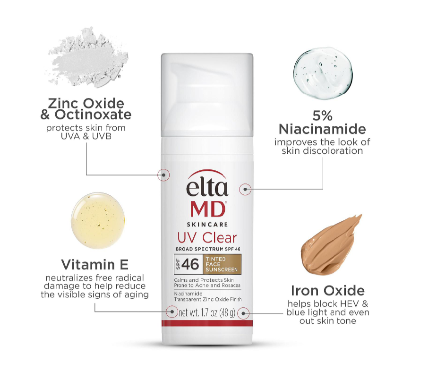 Сонцезахисний крем EltaMD UV Clear Tinted Broad Spectrum SPF 46 48 г - фото 3