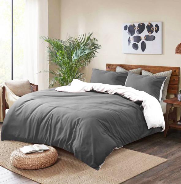 Комплект постельного белья L&M Home Textiles из вареного хлопка евро 200х230 см Графит (2946093349)