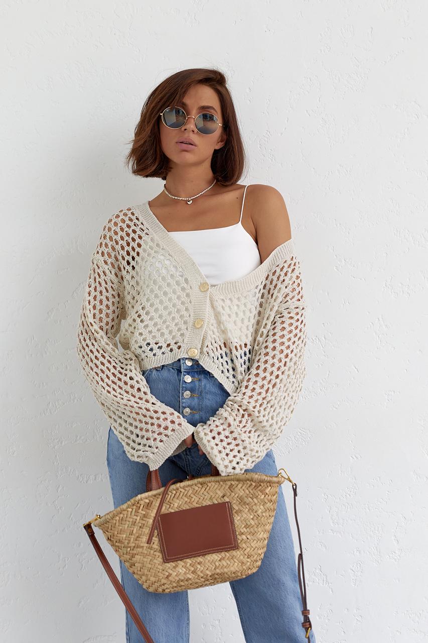 Кардиган укороченный на пуговицах L Бежевый (11092648) - фото 10 Кардиган укороченный на пуговицах L Бежевый (11092648) - фото 10