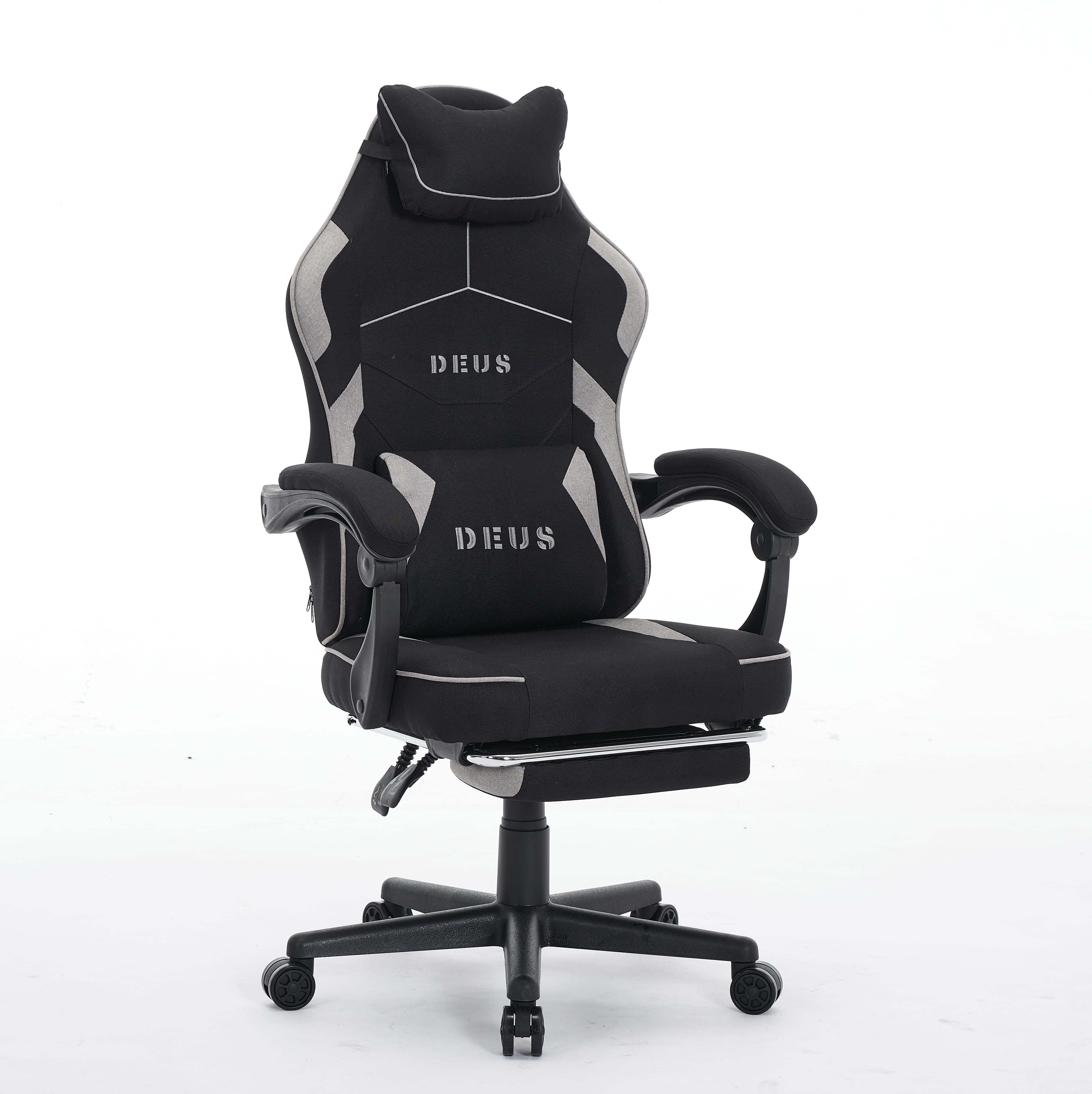 Кресло компьютерное с подставкой для ног Deus Edge Черный/Серый (30631523)