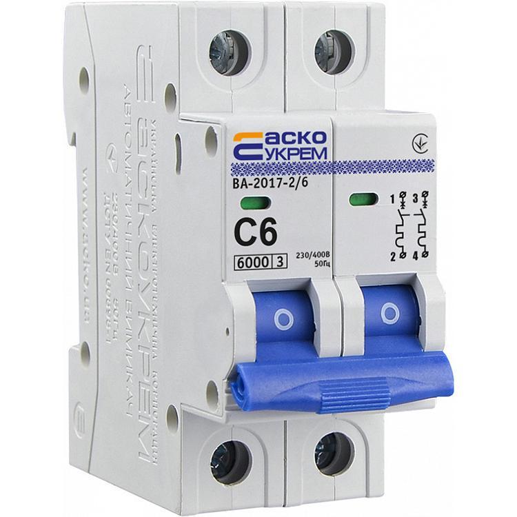 Автоматический выключатель АСКО-УКРЕМ ВА-2017 6А C 2 полюса (2348868035)