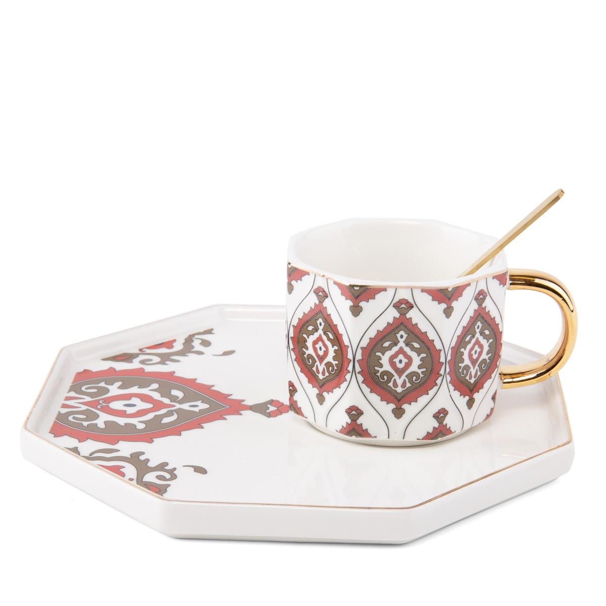 Керамическая чашка с подносом Elisey 1000 и 1 ночь 210 мл Красный (8904-005)