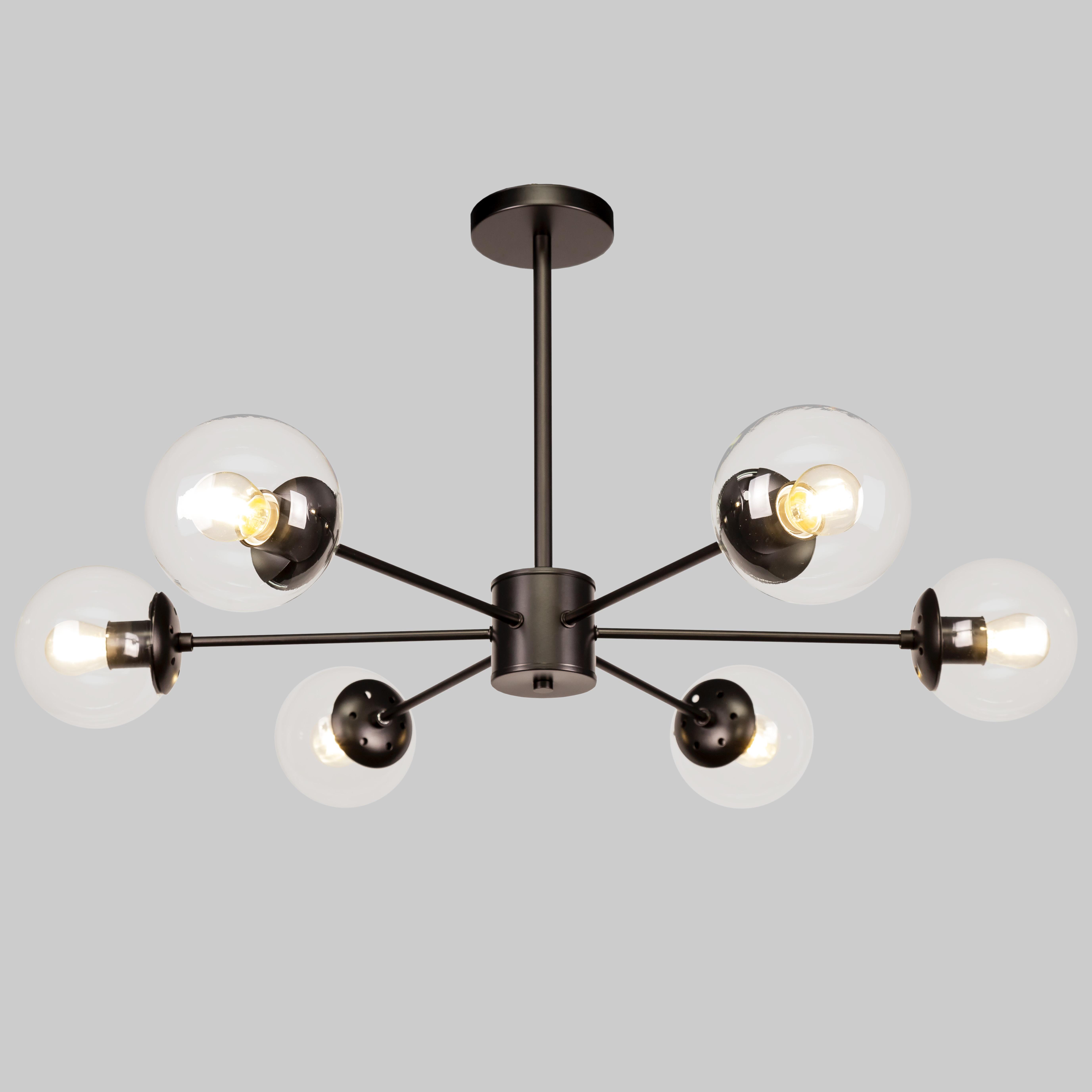 Люстра на 6 плафонов Черный (52-9807-6 BK+CL)