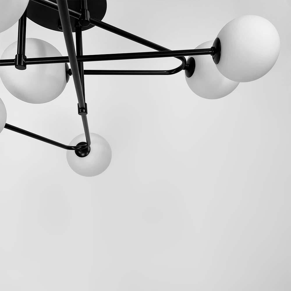 Люстра стельова з вигнутими ріжками на 9 ламп Чорний (YQ 317/9 BK+WT) - фото 2 Люстра стельова з вигнутими ріжками на 9 ламп Чорний (YQ 317/9 BK+WT) - фото 2