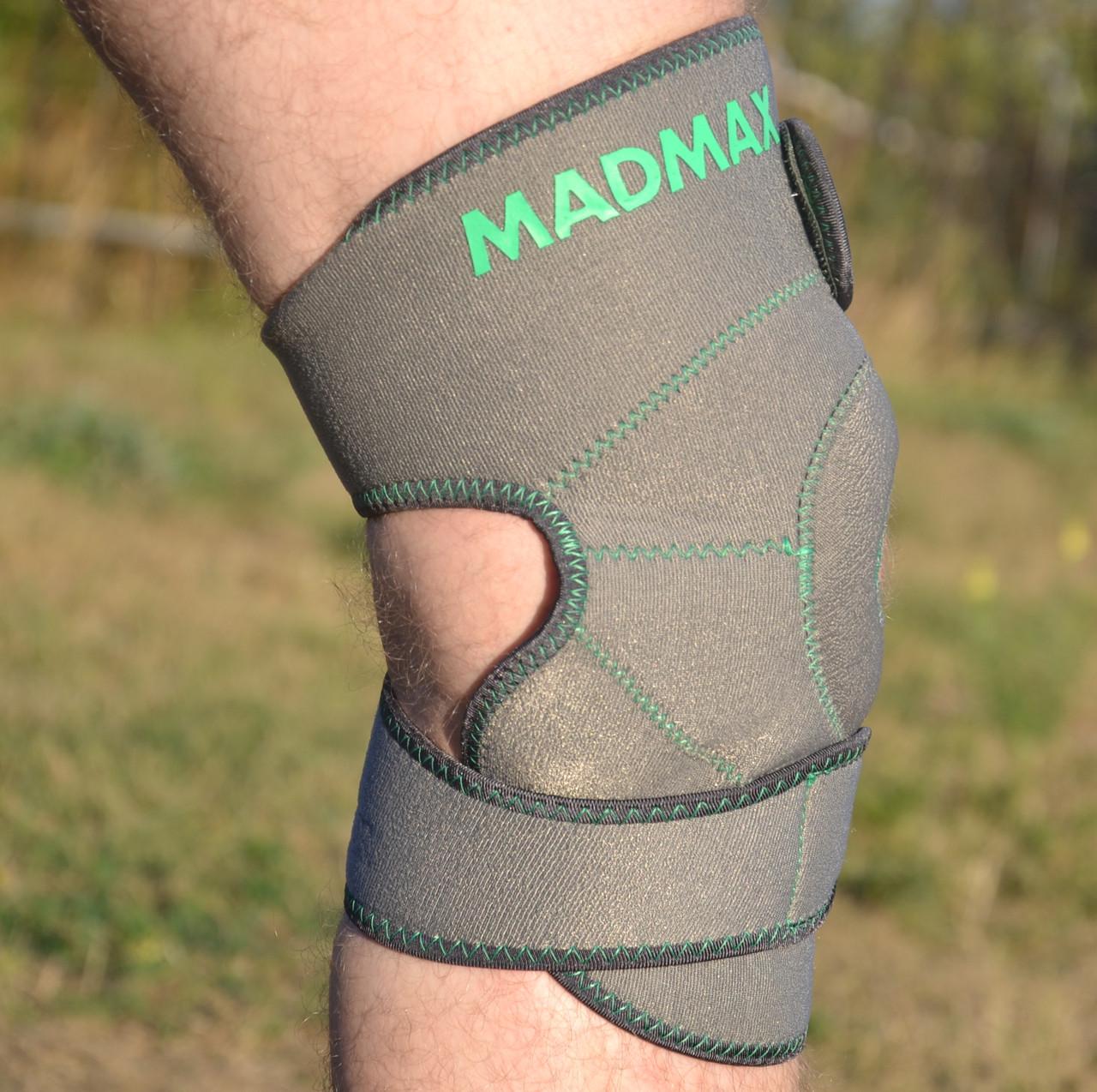 Наколінник MadMax MFA-295 Zahoprene Universal Knee Support Dark grey/Green (A-012675) - фото 6