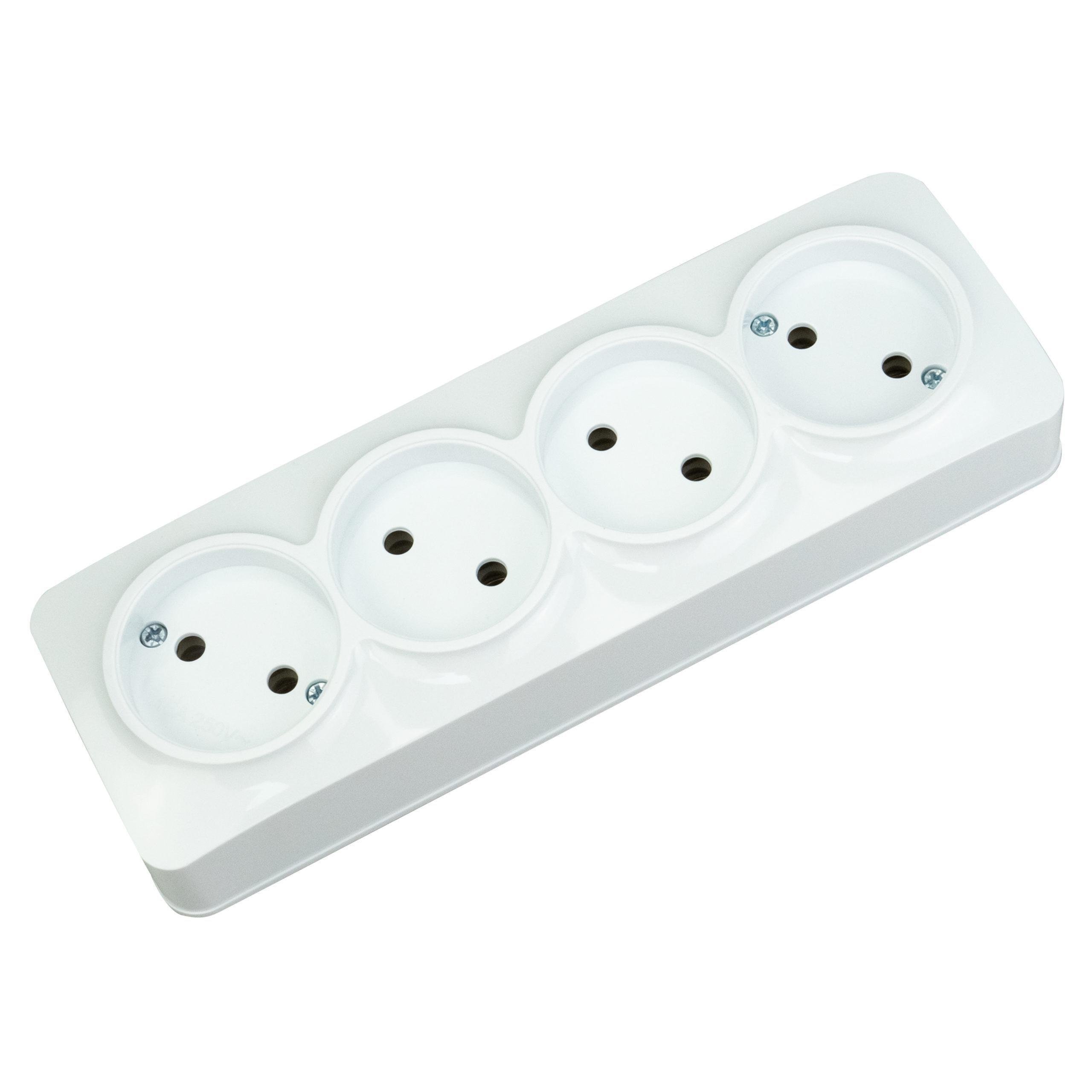 Розетка четверная HOROZ ELECTRIC POWER MAX-4Е без заземления Белый (104-008-0004-010)