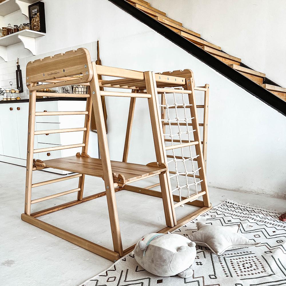 Комплекс скандинавський для лазіння Woodandhearts Трапеція зі шведською стінкою та гіркою (AAEP001)