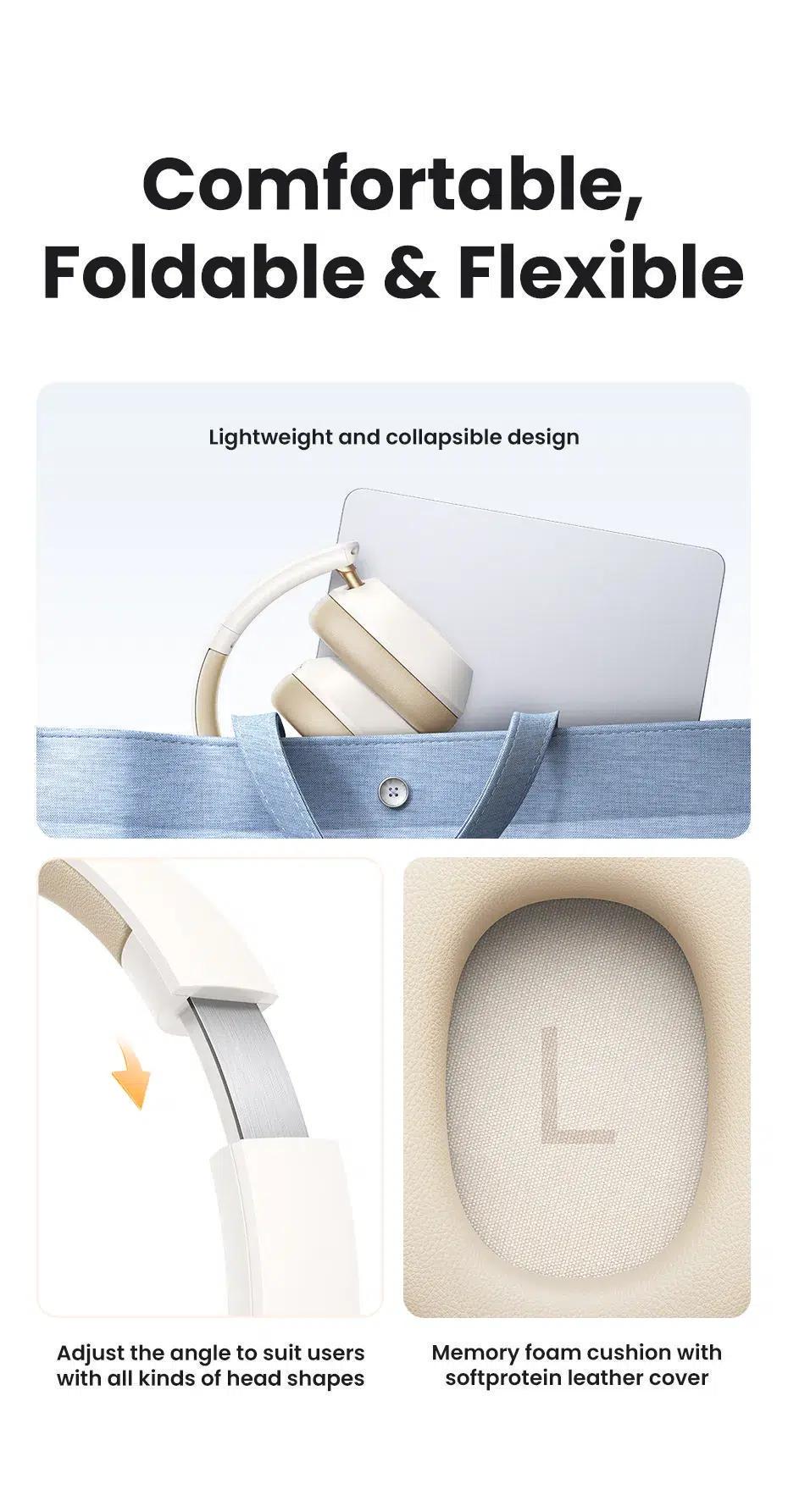 Навушники бездротові UGREEN HiTune Max5C Bluetooth 5.4 ANC 43 дБ Hi-Res Audio LDAC 75 год Чорний (35757) - фото 9 Навушники бездротові UGREEN HiTune Max5C Bluetooth 5.4 ANC 43 дБ Hi-Res Audio LDAC 75 год Чорний (35757) - фото 9