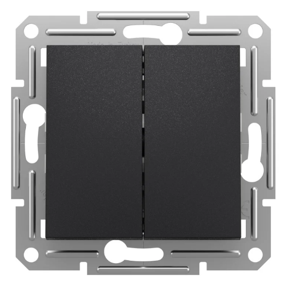 Вимикач двоклавішний Schneider Asfora Антрацит (27676045)