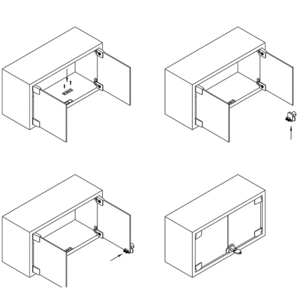 Меблевий замок накладний Muller для 2 скла на скляні дверцята Хром/Сатин (ZM0618) - фото 3