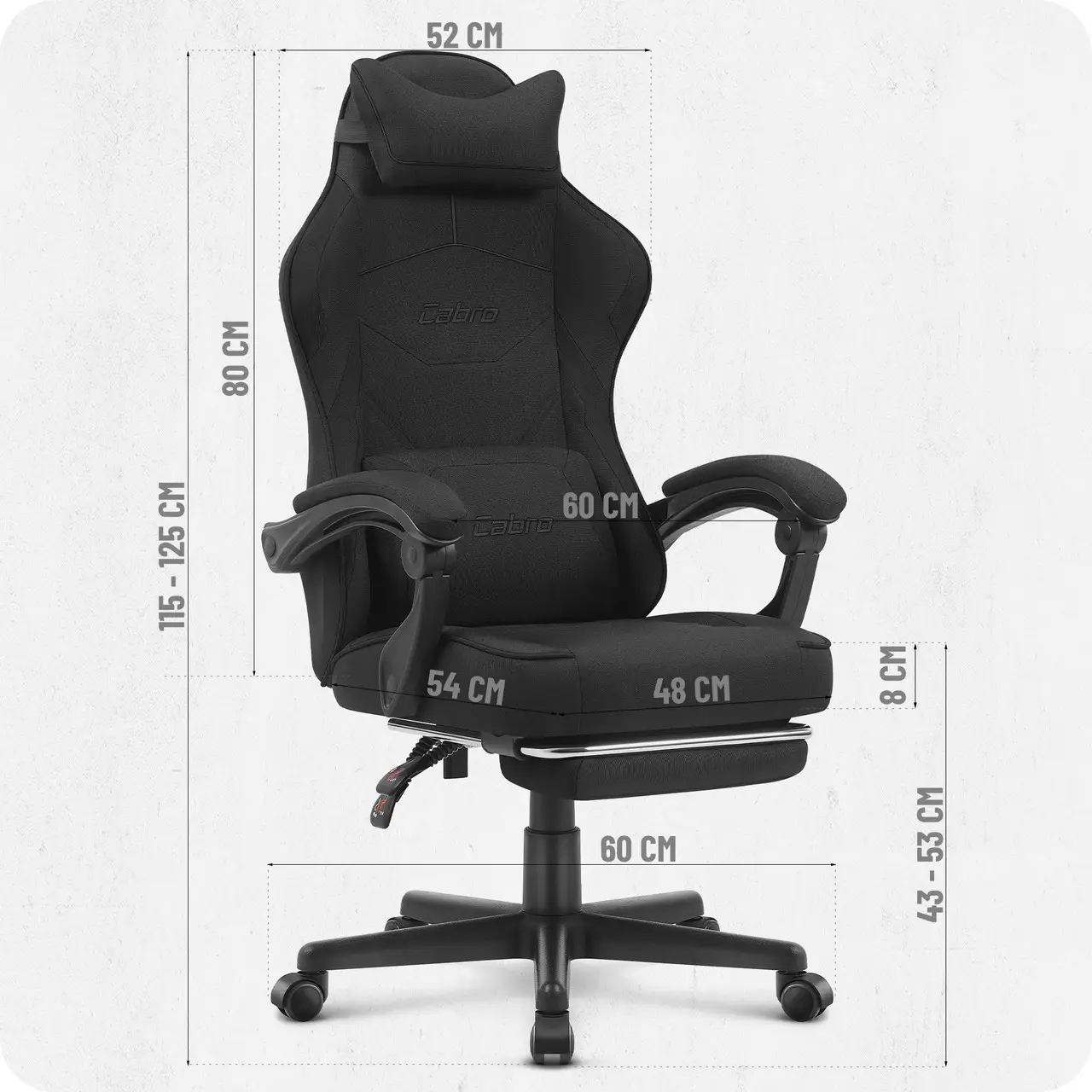 Крісло геймерське з підставкою для ніг Cabro C501 RGB Black тканина до 150 кг (AN-С501BRGB) - фото 2 Крісло геймерське з підставкою для ніг Cabro C501 RGB Black тканина до 150 кг (AN-С501BRGB) - фото 2