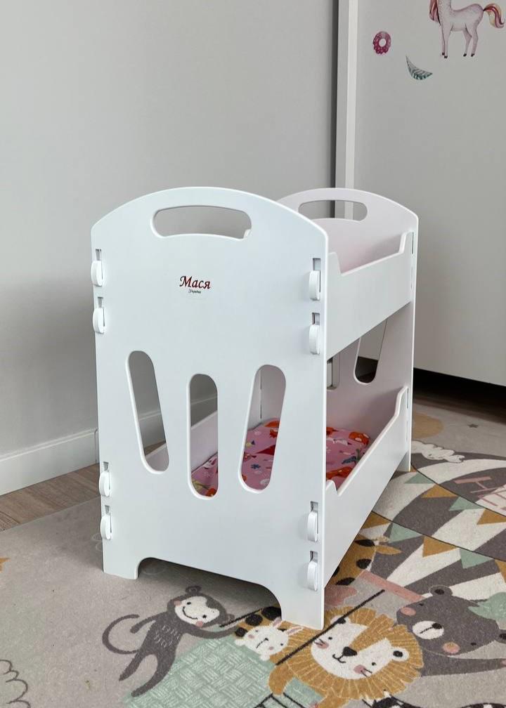 Двухъярусная игрушечная кроватка с постельным бельем Белый - фото 3 Двухъярусная игрушечная кроватка с постельным бельем Белый - фото 3