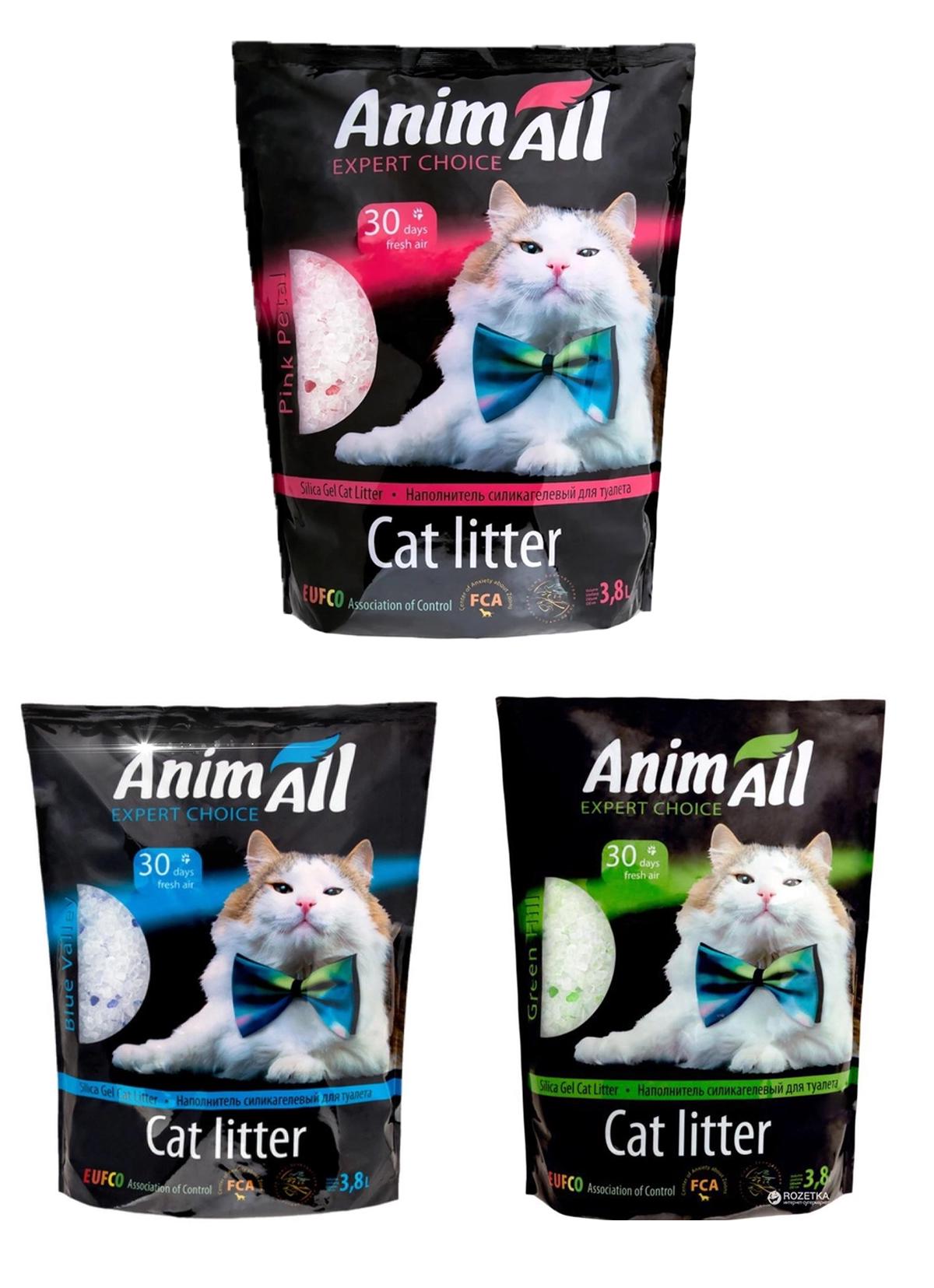 Наполнитель для котов AnimAll Mix cиликагелевый 3,8 л 3 шт. Blue/Green/Pink (345211681)