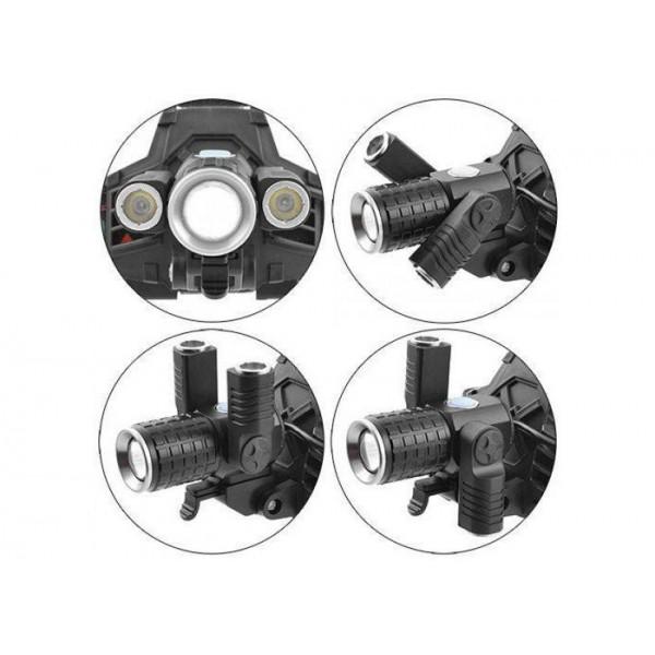 Фонарь налобный Bailong W602-T6 zoom 2 XPE наклон велофара с 3 диодами (2b240f43)