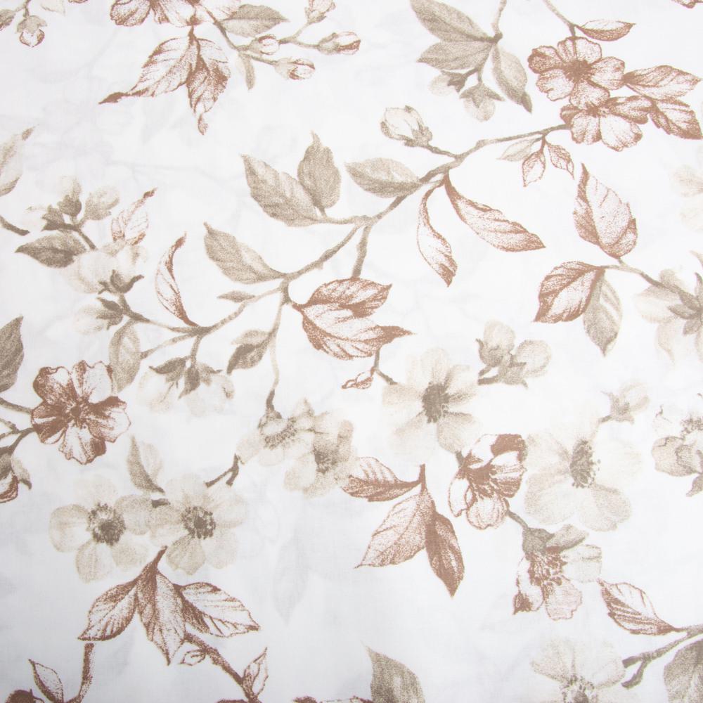 Ткань бязь ранфорс для постельного белья Цветущая яблоня 130 гр/м2 240 см Бежевый (6.19975/35)