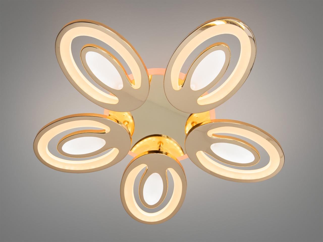 Люстра светодиодная для спальни 2528/5G LED 3color dimmer 95 Вт с пультом и димером Золотой (2989125364)