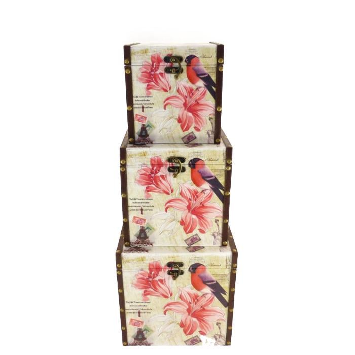 Сундук S/3 Гранд Презент Эйфелева башня с цветком 3 шт. (SH31174)