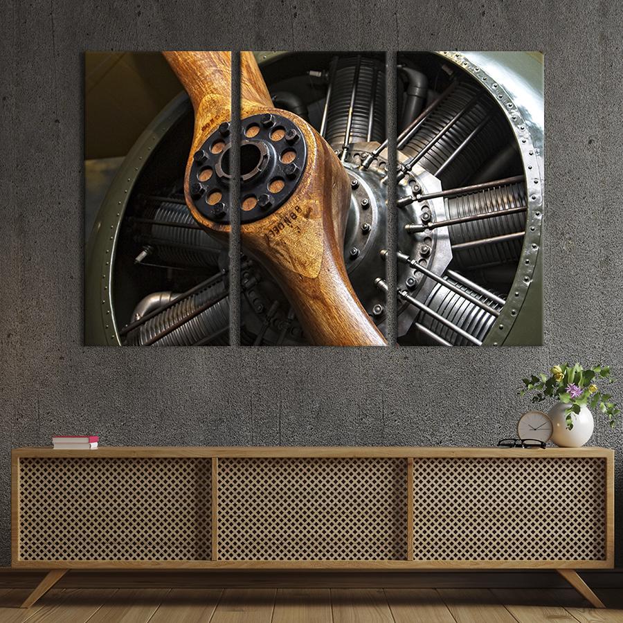 Модульная картина триптих Старый пропеллер самолёта 156x100 см (102-31)