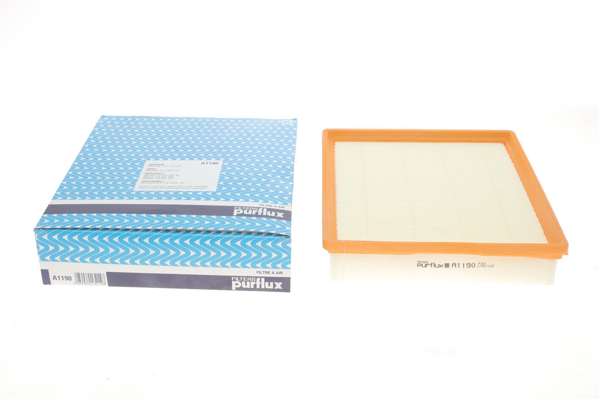 Фильтр воздушный PURFLUX для Renault Master 2,2/2,5dCi 03- (A1190)