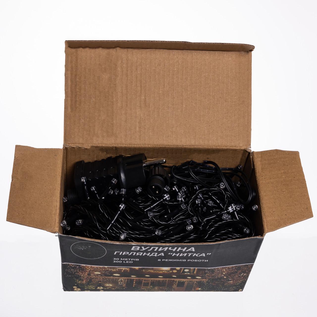 Гірлянда Нитка вулична 300 LED 30 м від мережі Чорний/Синій (CF300L30MBBL) - фото 4